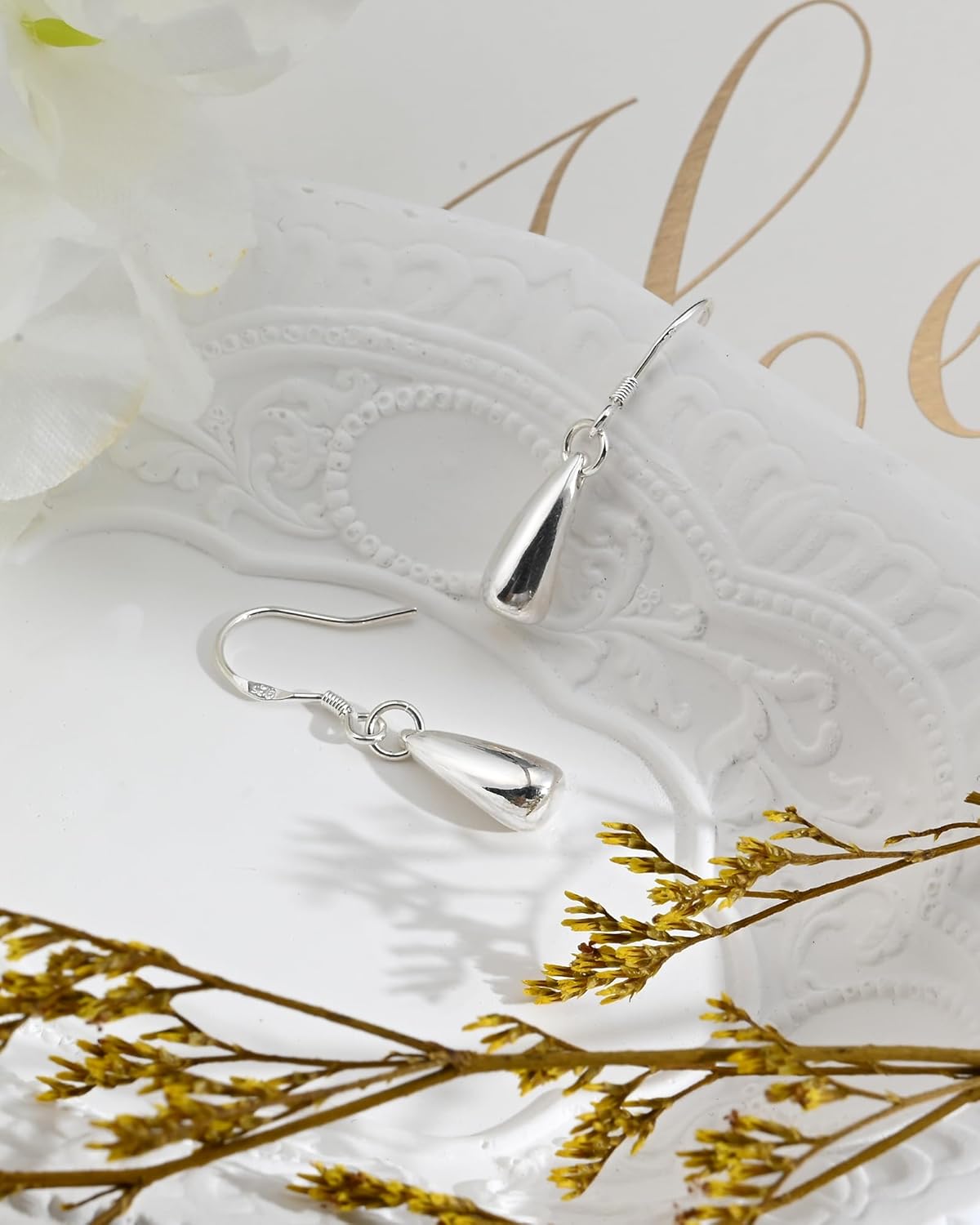 925 Sterling Silver Teardrop Dangle Earrings for Women, Tiny Minimalist Silver Drop Dangle Earrings Trendy for Women Hypoallergenic Small Tear Drop Jewelry Gifts - Image 7