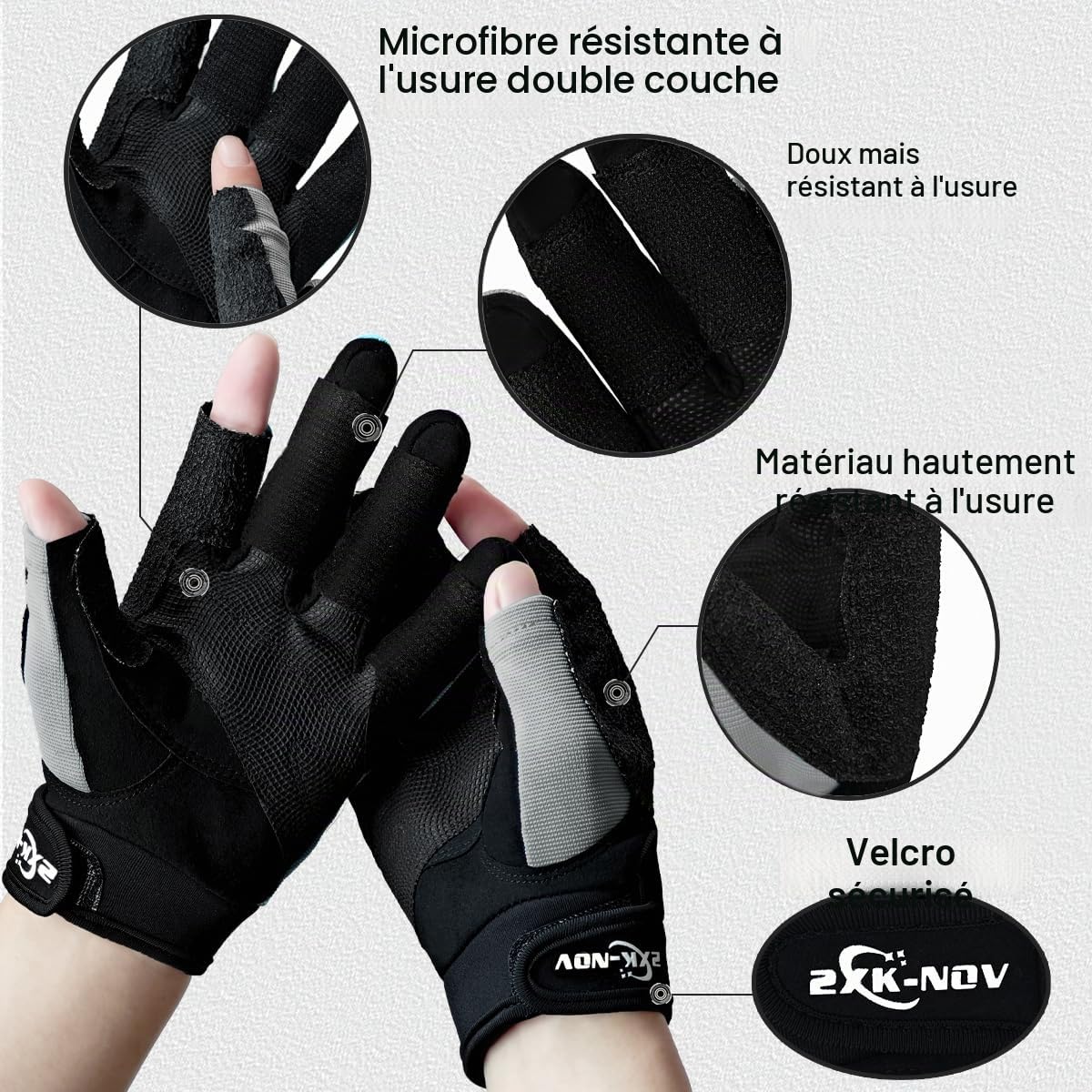 Gants de Voile Homme et Femme - Gant Kayak, Gants Planche à Voile 3/4 Doigt, Sailing Gloves Résistance à l'usure pour Pagaie (Mesurez Tour de Paume Avant de Commander)