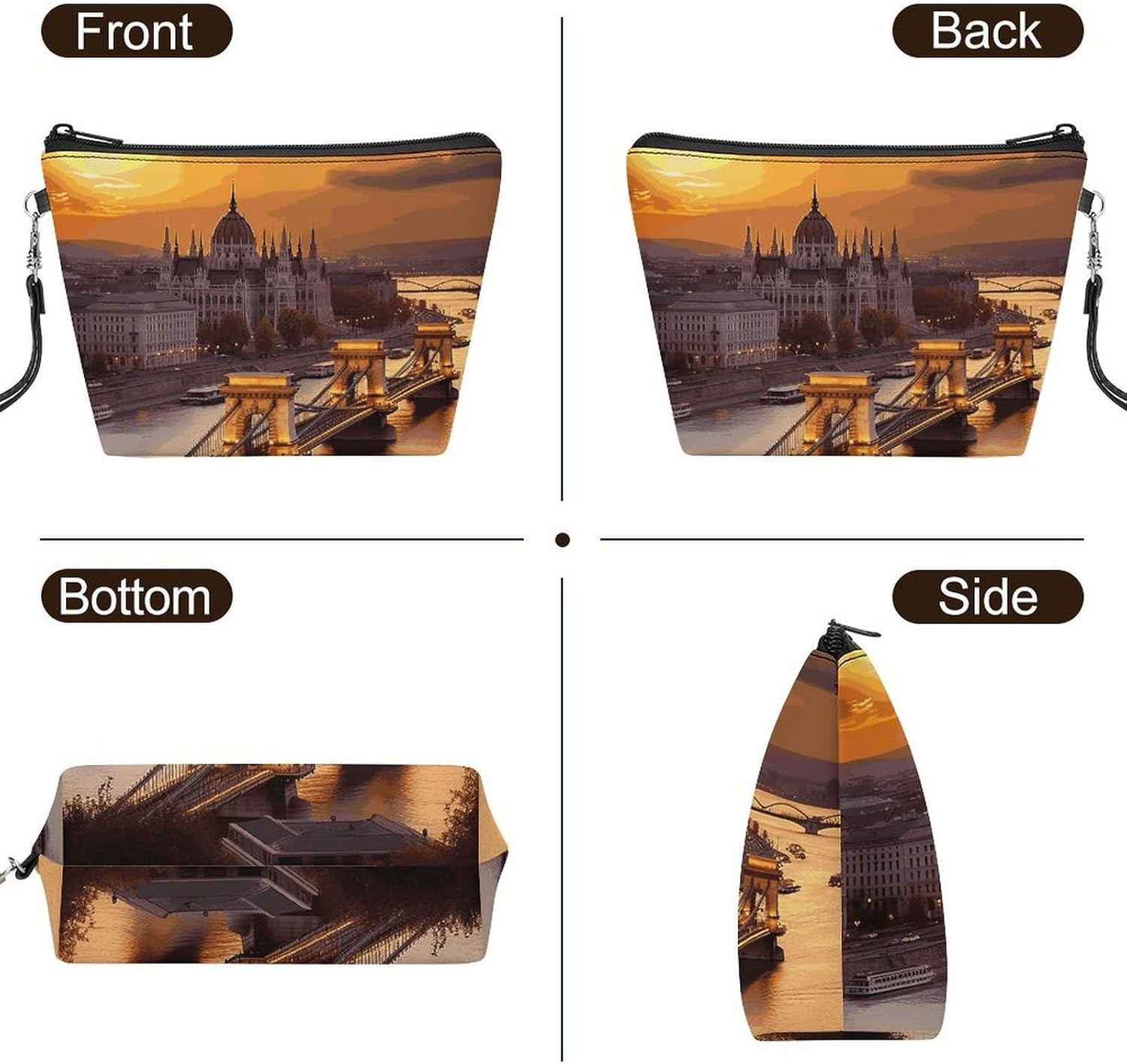 Sunset in Budapest Travel Makeup Bag Large Capacity Toiletry Bag image 3