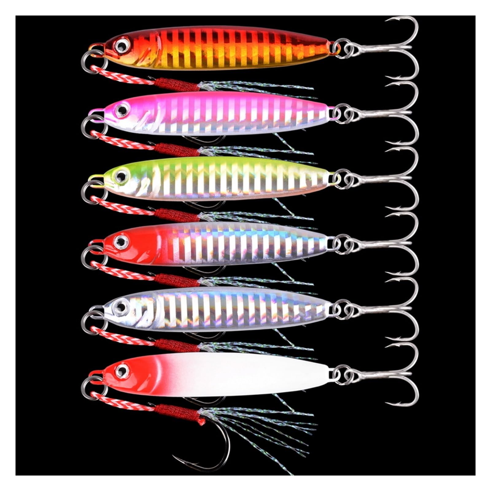INEOUT 6pcs Maschere in Metallo Esche A Forma di S Esca for Jig Lenta Mare 15g 20g 30g Jigging Esca Dura A Lancio Lungo Cucchiaio Esche da Pesca con Jig in Metallo Attrezzatura
