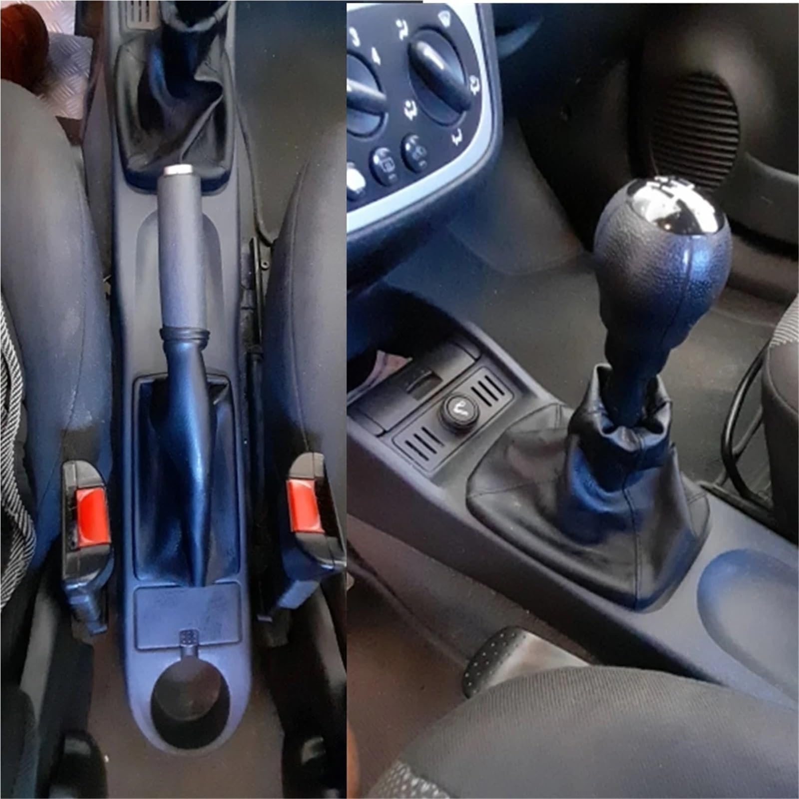 5-biegowa gałka zmiany biegów, hamulec ręczny, osłona bagażnika, zamiennik do Opel Corsa C (01-06) Combo C(01-11) Tigra B uchwyt dźwigni zmiany biegów (K0746) (2 szt. czarno-białe)