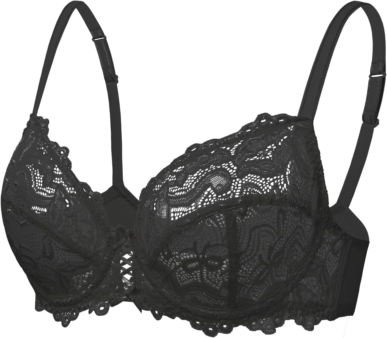 Wingslove Women's Sexy Lace Bra Non Padded Underwire Unlined Bra Full Coverage Plus Size Lace Bralette - Image 7