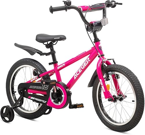ACEGER Bicicleta para niños de 2 a 10 años, estilo BMX, para niños y niñas de 2 a 10 años, bicicleta para niños de 12, 14 y 16 pulgadas, con ruedas