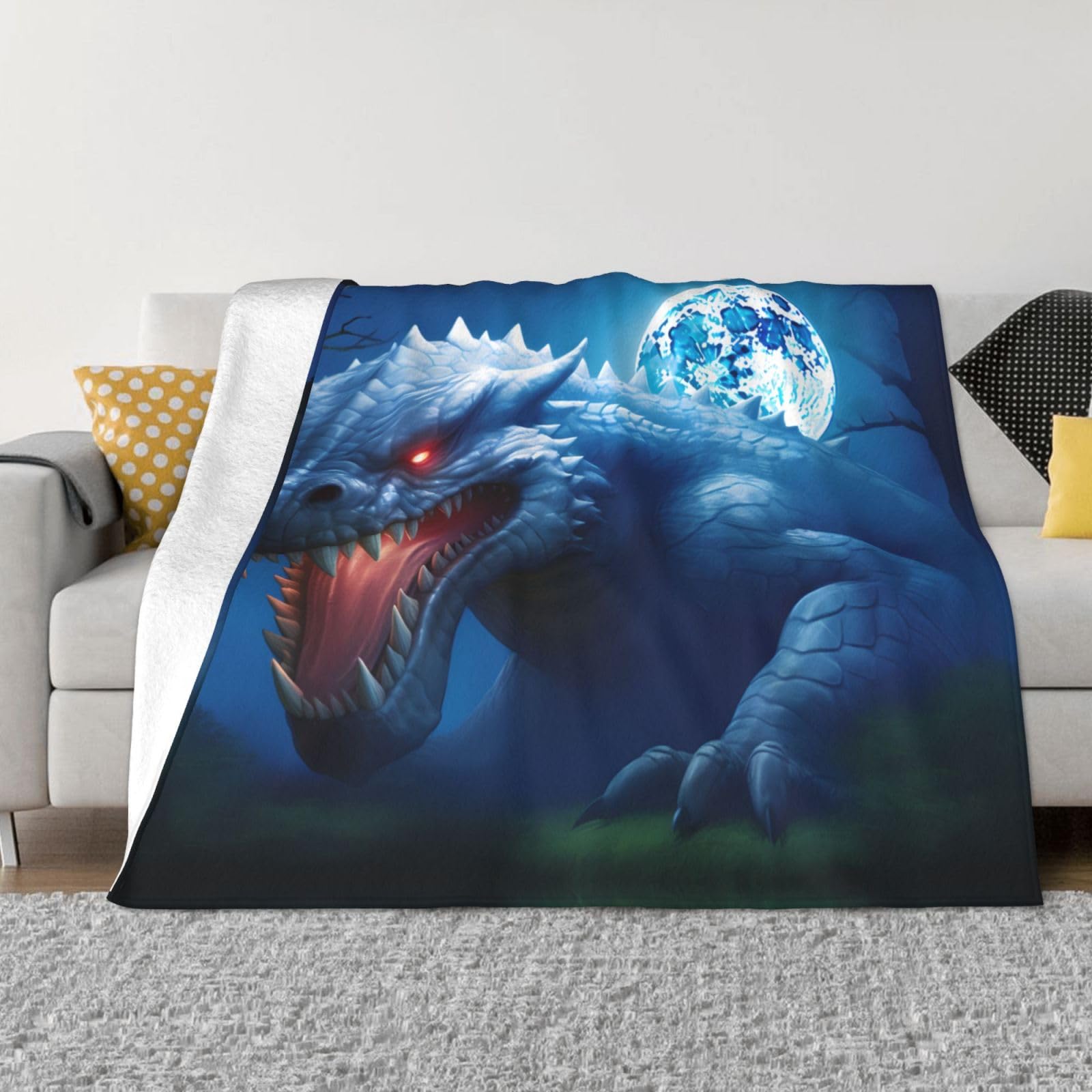 Couverture flanelle lézard géant contre le froid douce micro polaire pour toute l'année