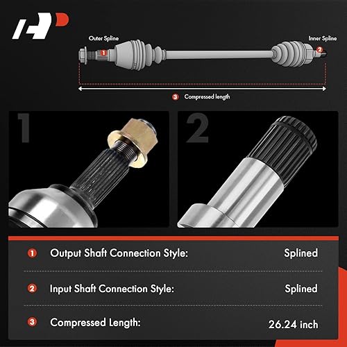 Miniatura 2 de A-Premium Conjunto de eje CV compatible con Arctic Cat Prowler 550650, Prowler XT 550650700, Prowler HDX 500700, Prowler XTX 700, Prowler XTZ 1000,
