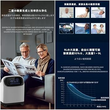 Japanese Oxygen Inhaler, Oxygen Inhaler, Oxygen Inhaler, Oxygen Inhaler, Home Oxygen Generator, Highland Oxygen Machine, Medical Grade Oxygen Generator, Maximum Flow Rate of 8 L/Min, Good