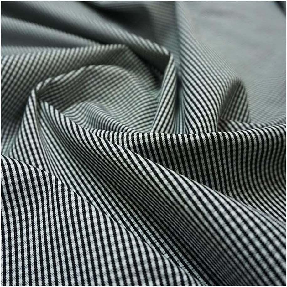 CKSEKD Black and White Striped Small Grid Elastic Spring and Autumn Fashion Fabric, Simple Women's Suit Windbreaker Fabric