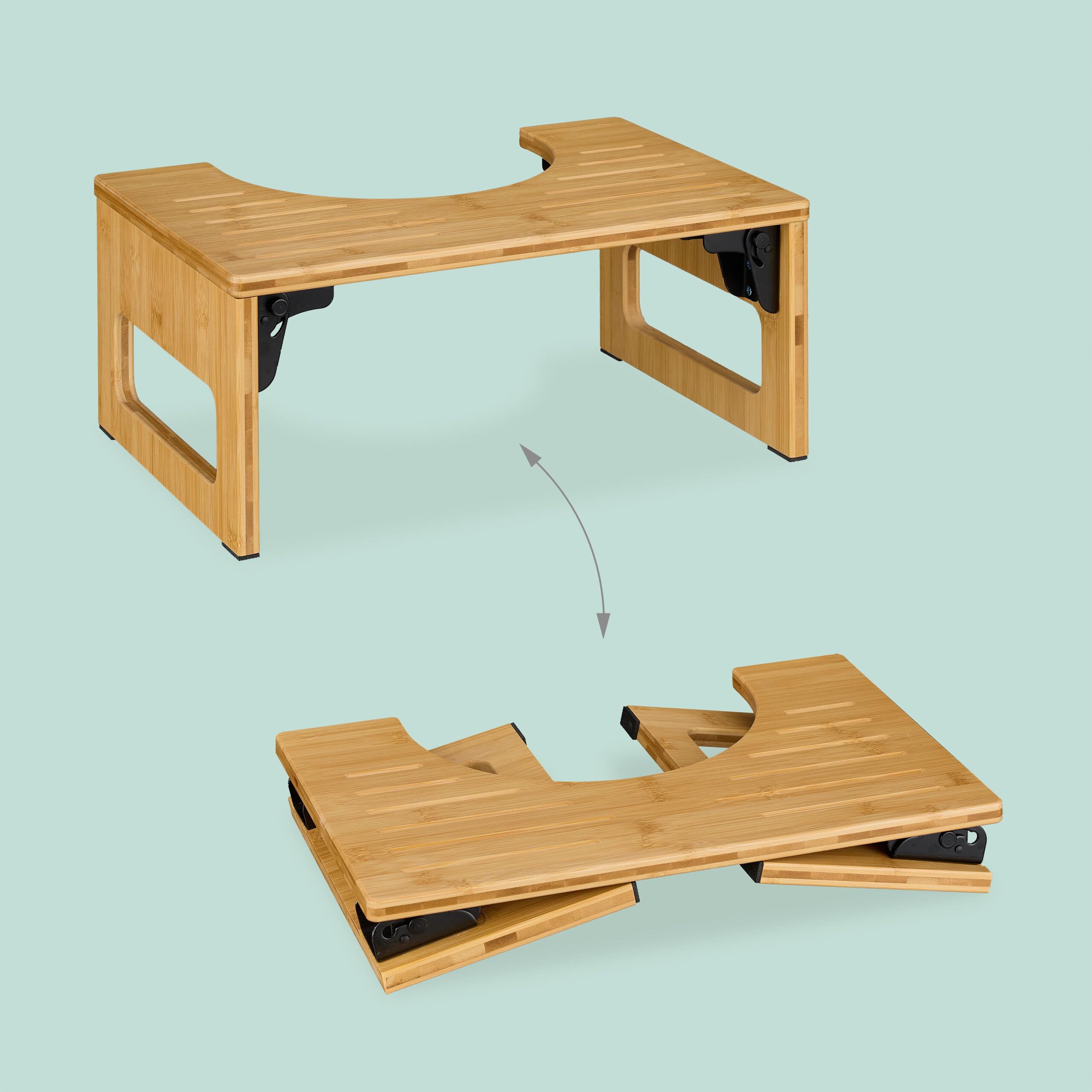 Relaxdays Sgabello per WC Bagno, Sgabellino Pieghevole da Toilette per Adulti, HxLxP: 18,5x43x27,5 cm, bambù, Naturale