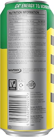 C4 Performance Energy Drinks Millions Apple 500ml (12 pack), Sugar Free Energy Drink with 160mg Caffeine, 250mg Betaine, 1050mg Taurine, Low Calorie Fizzy Drinks for On the Go Energy and Focus