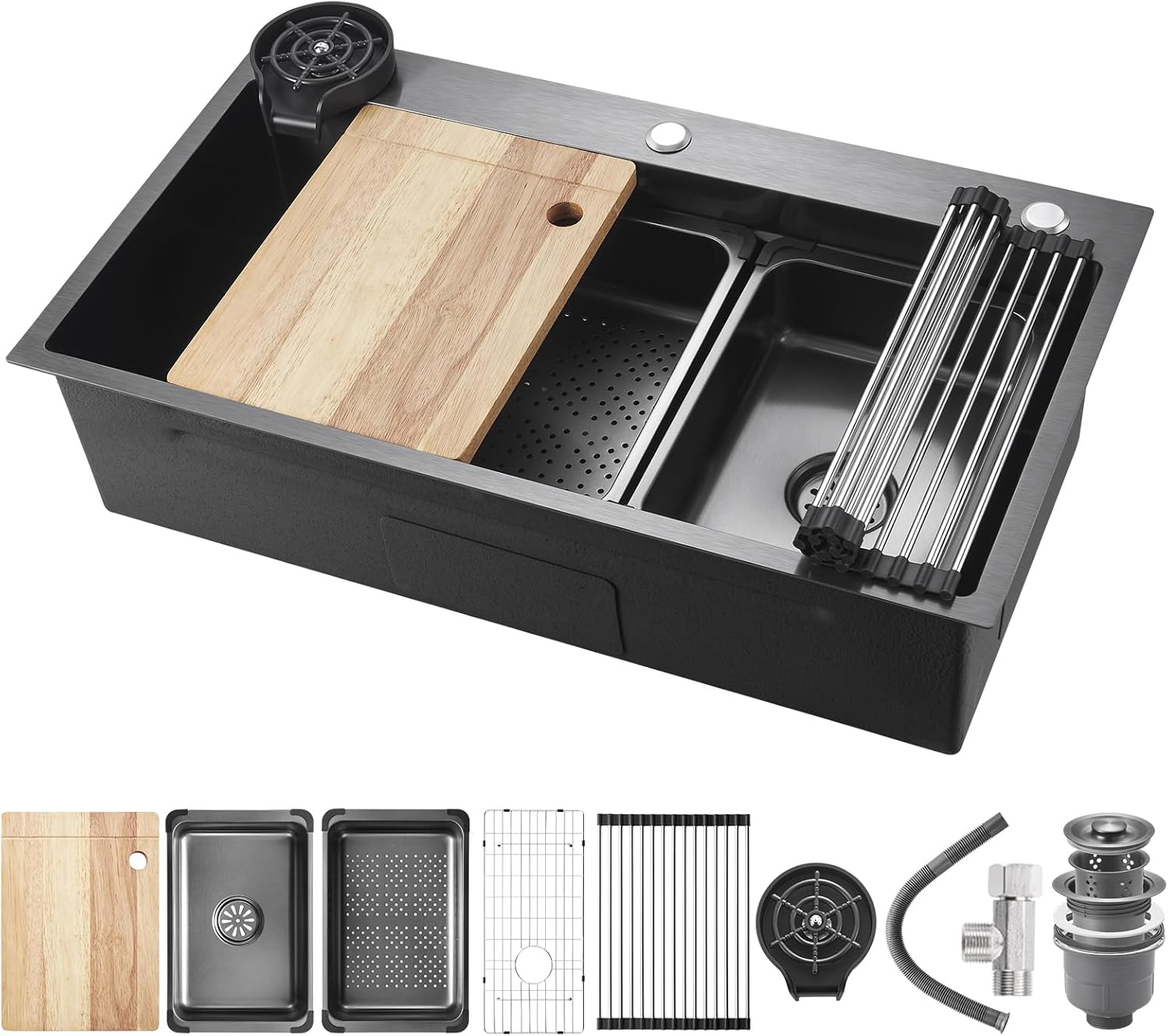 Stainless Steel Kitchen Sink-Single Bowl | 30 Inch Undermount Kitchen Sink | Free Three-Way Fitting Included for Unified Water Outlets | 9-Inch Deep Basin | Noise Proof Undercoating (30"x19")
