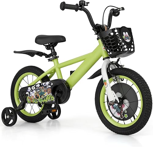 Miniatura 13 de BABY JOY Rabbit Pilot - Bicicleta deportiva para niños, 12, 14, 16, 18 pulgadas, bicicleta infantil para 3-8 años con altura ajustable, ruedas de