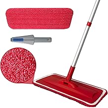 Sponsored Ad - Reusable Microfiber Mop for Hardwood Floor Daily Easy Cleaning Dust Mops with 360 Degree Swivel Head, 1 Scr...