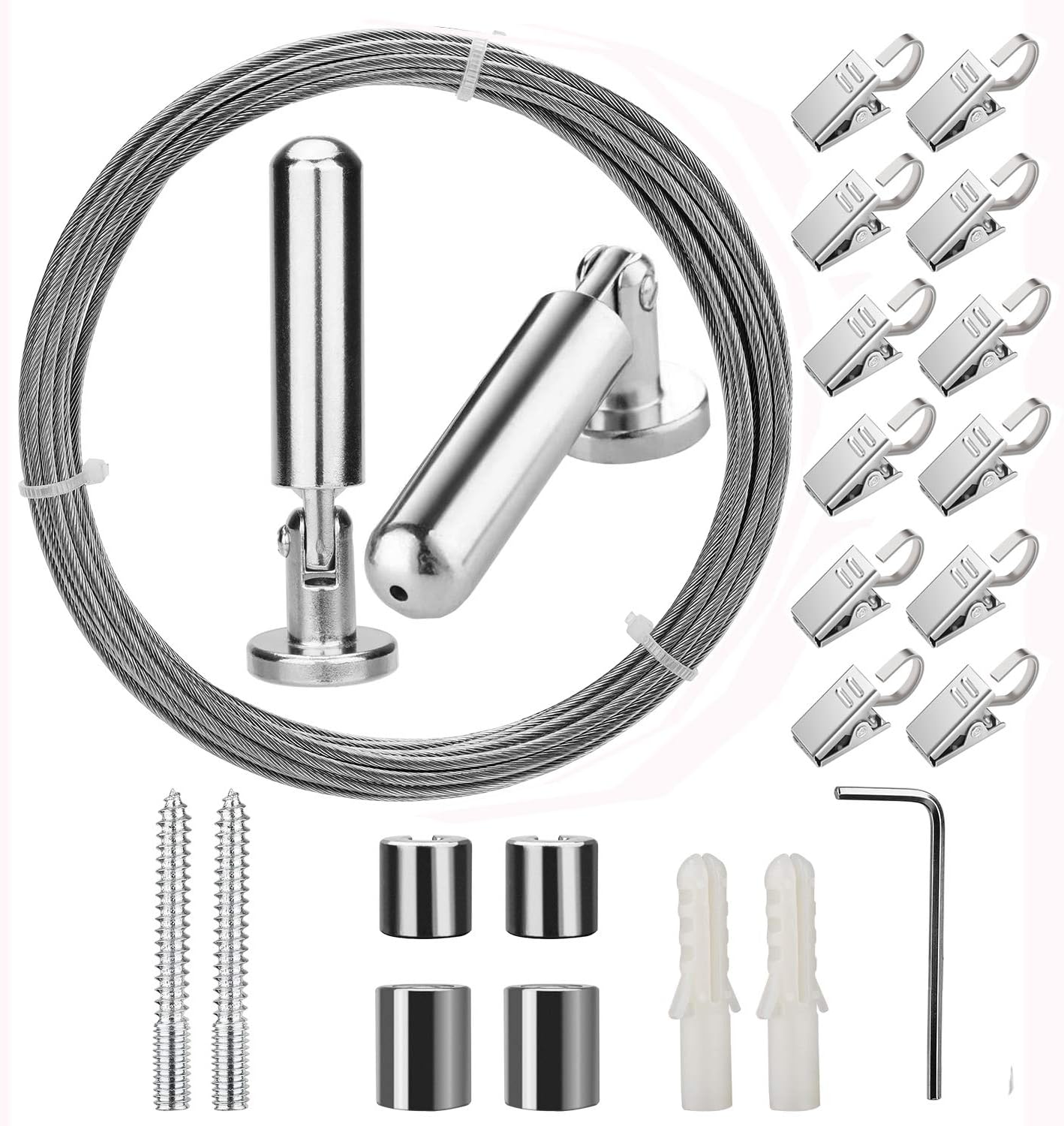 OOTSR Wall Mount Art Projects Display Curtain Wire Rod Set