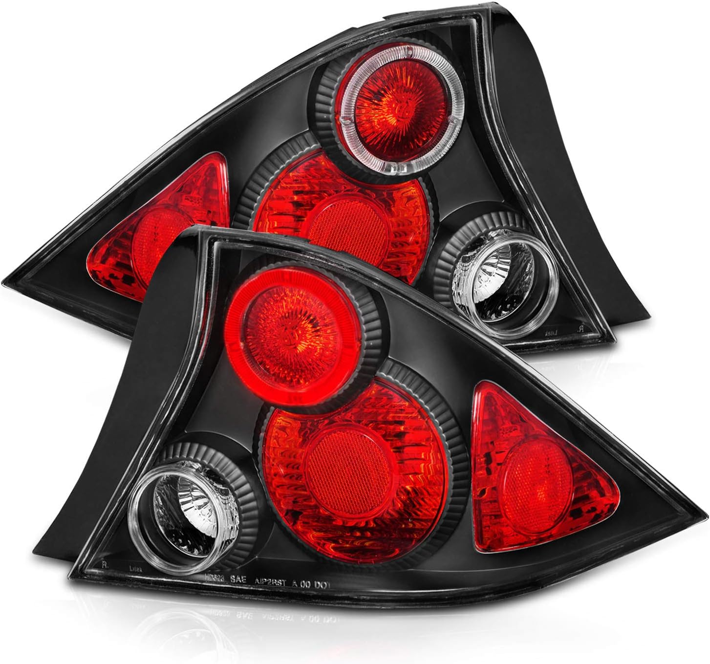 AmeriLite 2 Door Taillights Halo Black for Honda Civic - Passenger and Driver Side