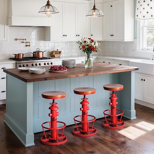 Miniatura 2 de Taburete de bar industrial vintage estilo steampunk americano, estilo retro, elegante, diseño de boca de incendios, ajustable, giratorio, café, pub,