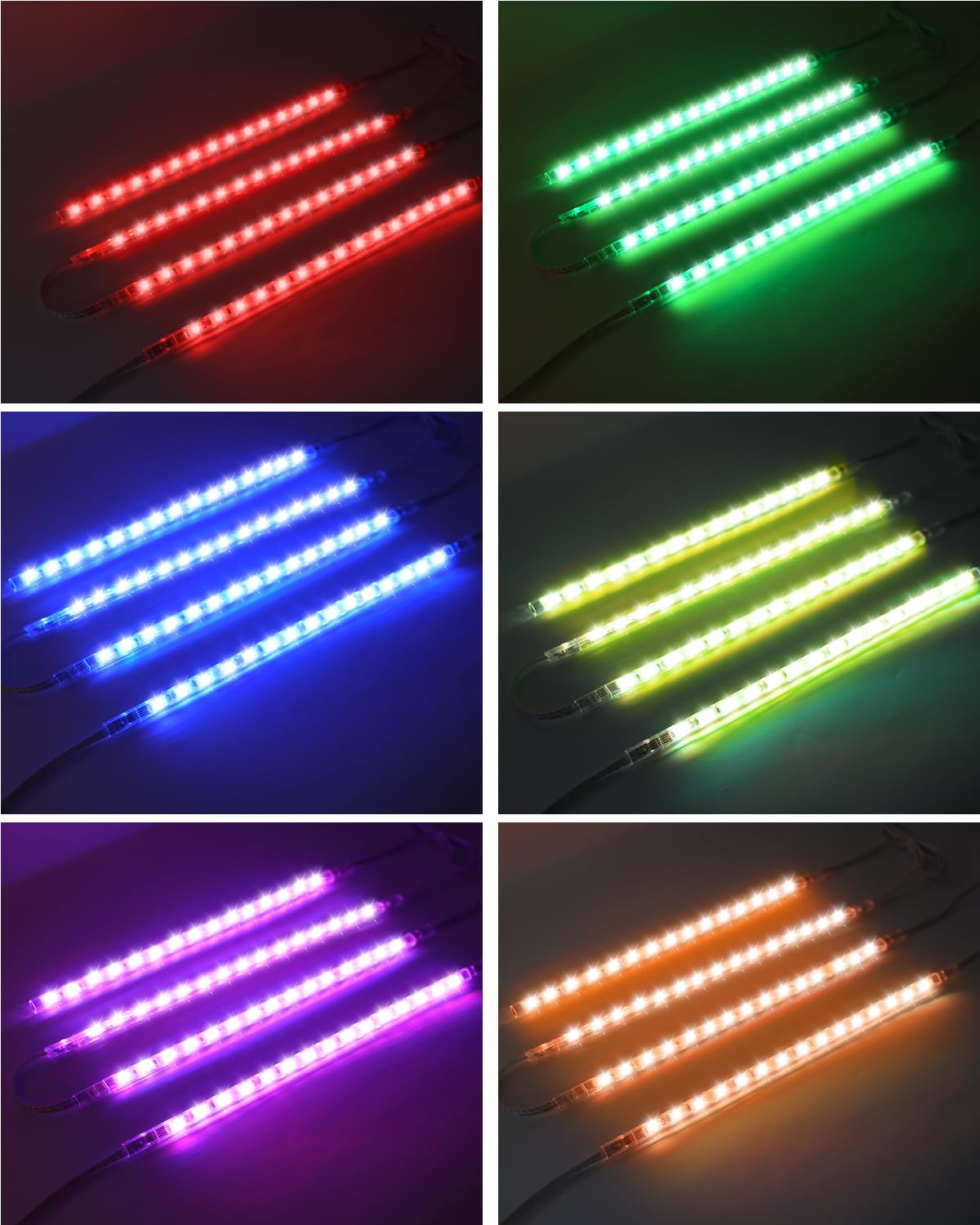 Cefrank Illuminazione armadio RGB 4 x 30 cm Kit barra luminosa a LED RGB collegabile per vetrina, Smart App e telecomando, Sincronizzazione musicale, Modalità scena, Multi-colori