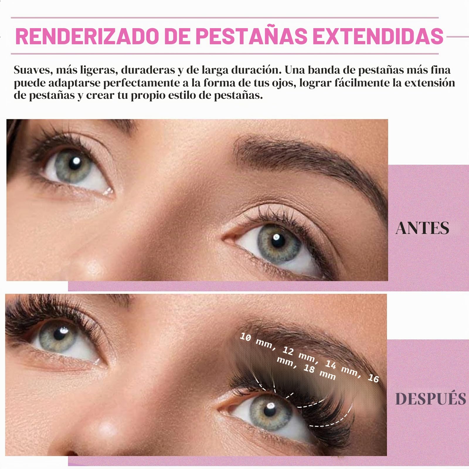 Kit de Extensión de Pestañas Fluffy DIY Extension de Rollo D 684 Piezas Independientes,Pegado y Sellado de Pestañas,Cepillo de Pinzas Eliminación de Pestañas (10-18mm,50D+60D+80D+100D)