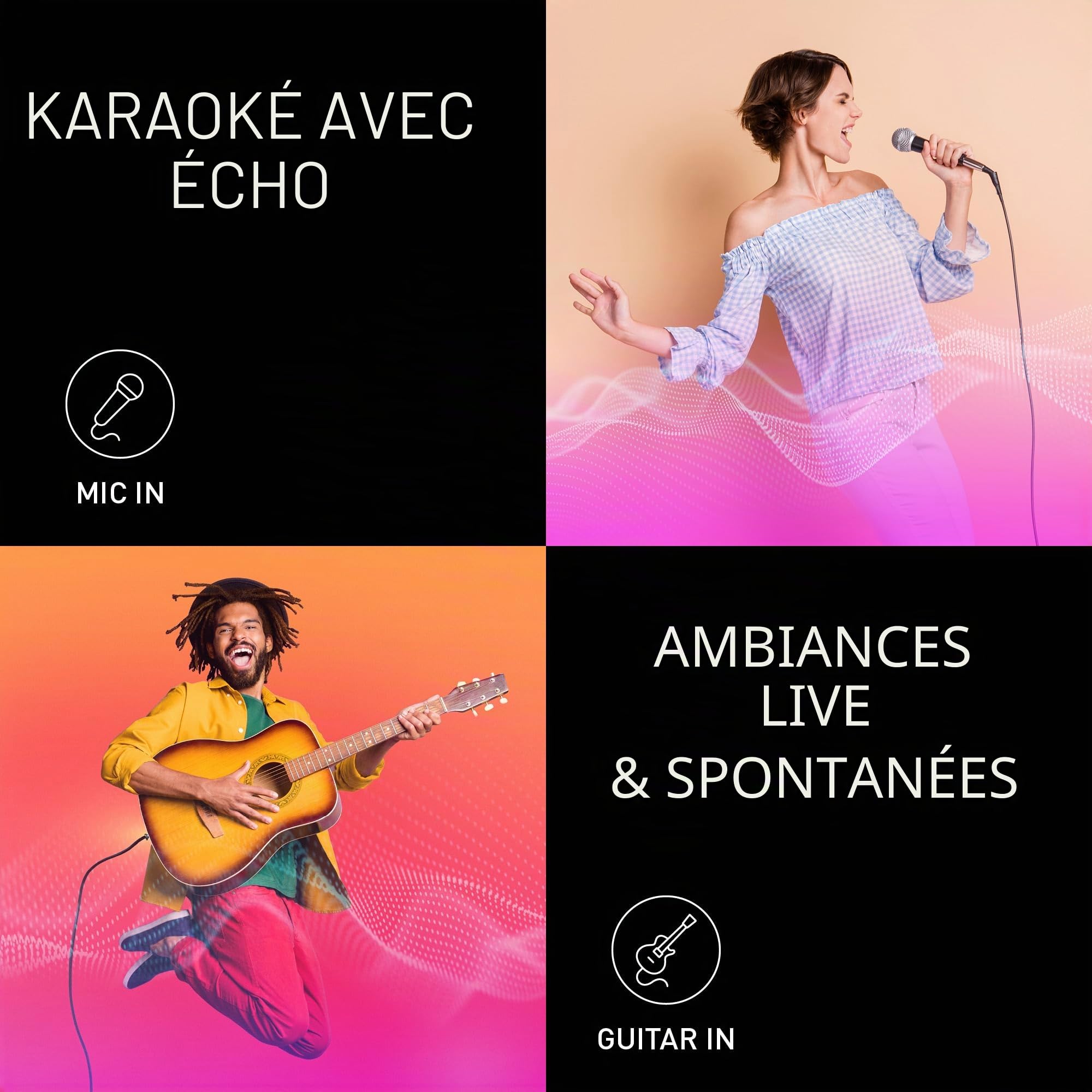 Panasonic SC-BMAX10E-K Enceinte de Fête Portable avec Bluetooth, Lumières Intégrées, 150W, USB, Entrée Optique pour TV, Entrées Guitare et Micro pour Karaoké, Noir