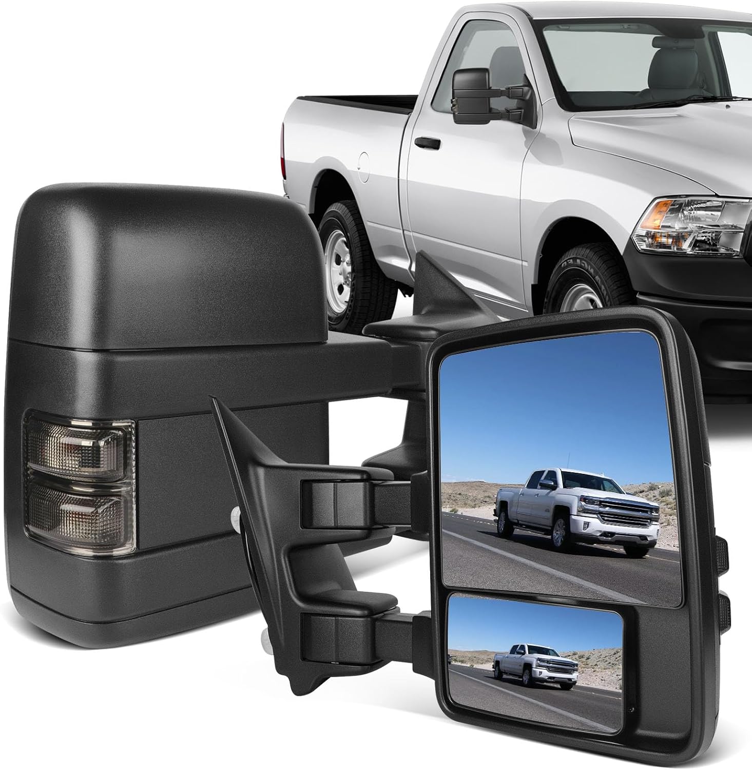 ECCPP Towing Mirror, Left Driver Side Automotive Mirror With Manual Operation Turn Signal Convex Glass Manual Folding Telescoping For Ford For F-250 For F-350 For F-450 For F-550 Super Duty 2008-2016