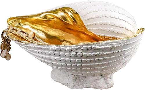 Ebros 10 pulgadas de largo Golden Nautical Ocean Nautilus Mollusc Shell Display Dish Bowl Holder Estatua para joyería popurrí monedas multiuso