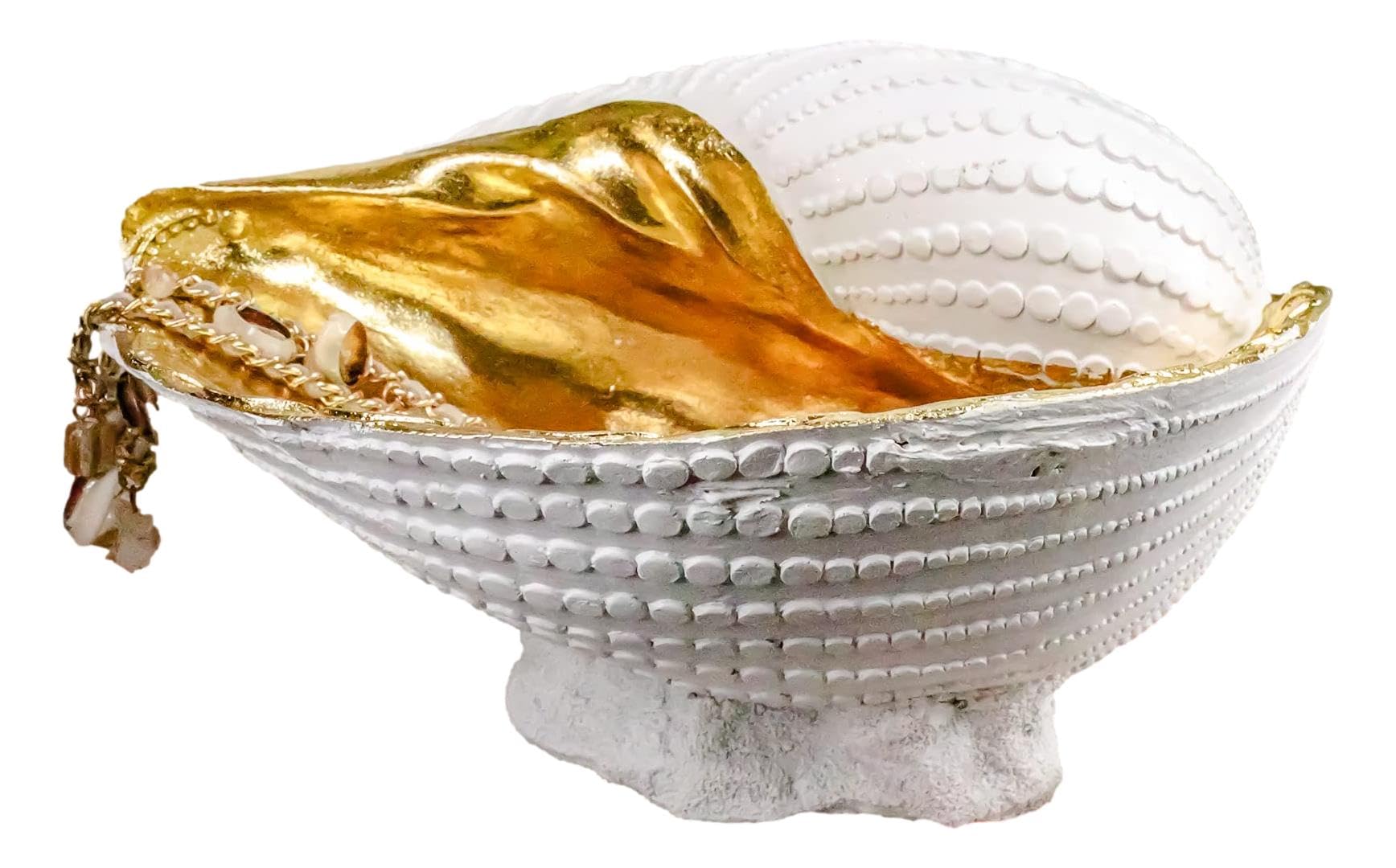 Ebros 10" Long Golden Nautical Ocean Nautilus Mollusc Shell Display Dish Bowl Holder Statue For Jewelry Potpourri Coins Multi Purpose Storage Container Boudoir Decor Marine Seashell Decorative Accent