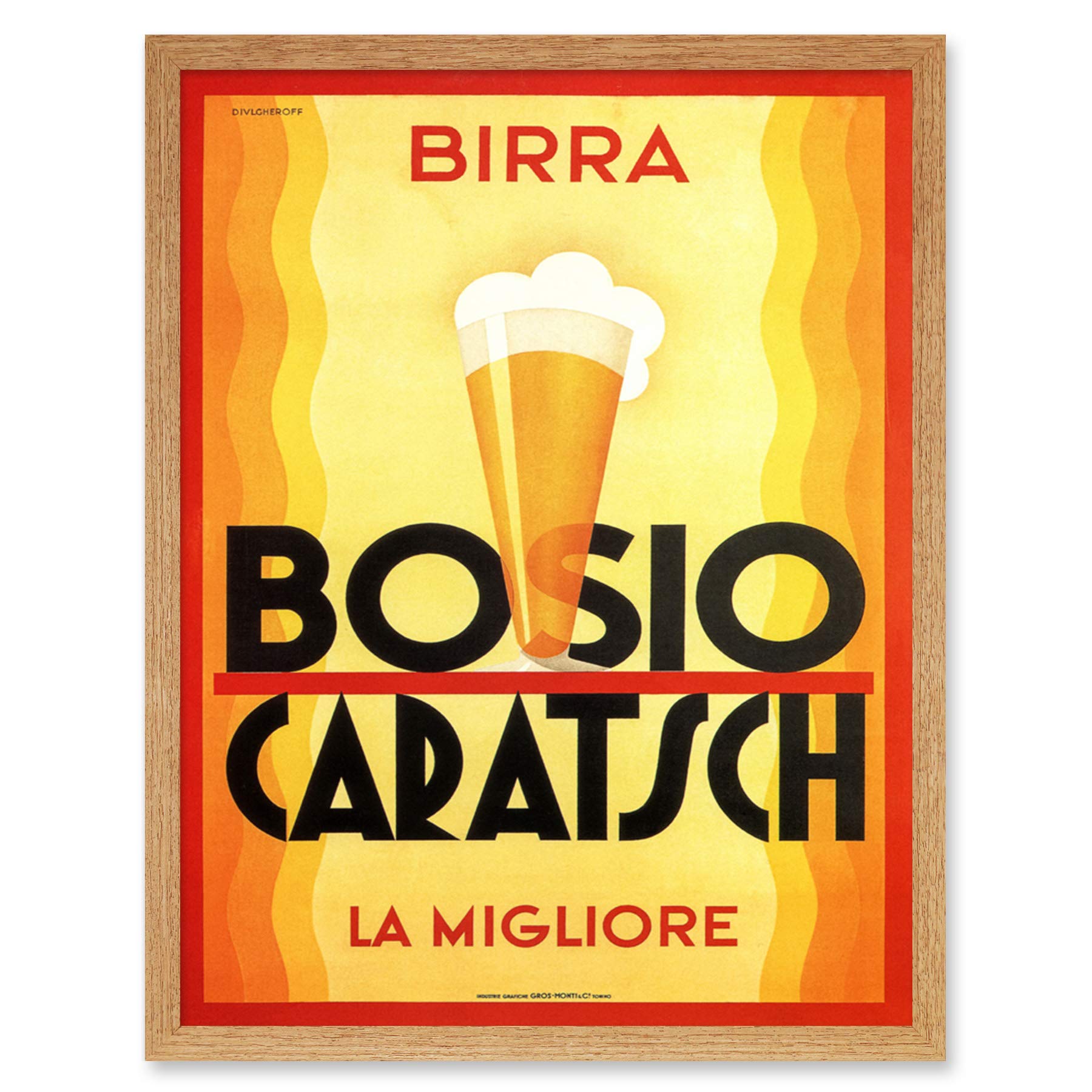 Wee Blue Coo Alcohol Beer Bosio Caratsch Italy Vintage Art Print Framed Poster Wall Decor 12x16 inch