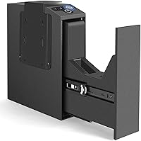 Vista 7 de Caja fuerte biométrica deslizante para pistola para mesita de noche, escritorio, lado de cama, camión - Caja fuerte de puerta corredera automática