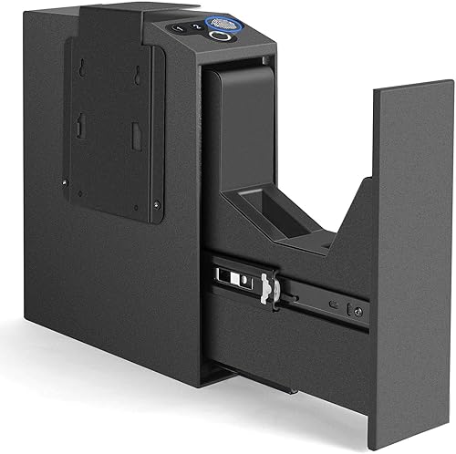 Miniatura 7 de Caja fuerte biométrica deslizante para pistola para mesita de noche, escritorio, lado de cama, camión - Caja fuerte de puerta corredera automática