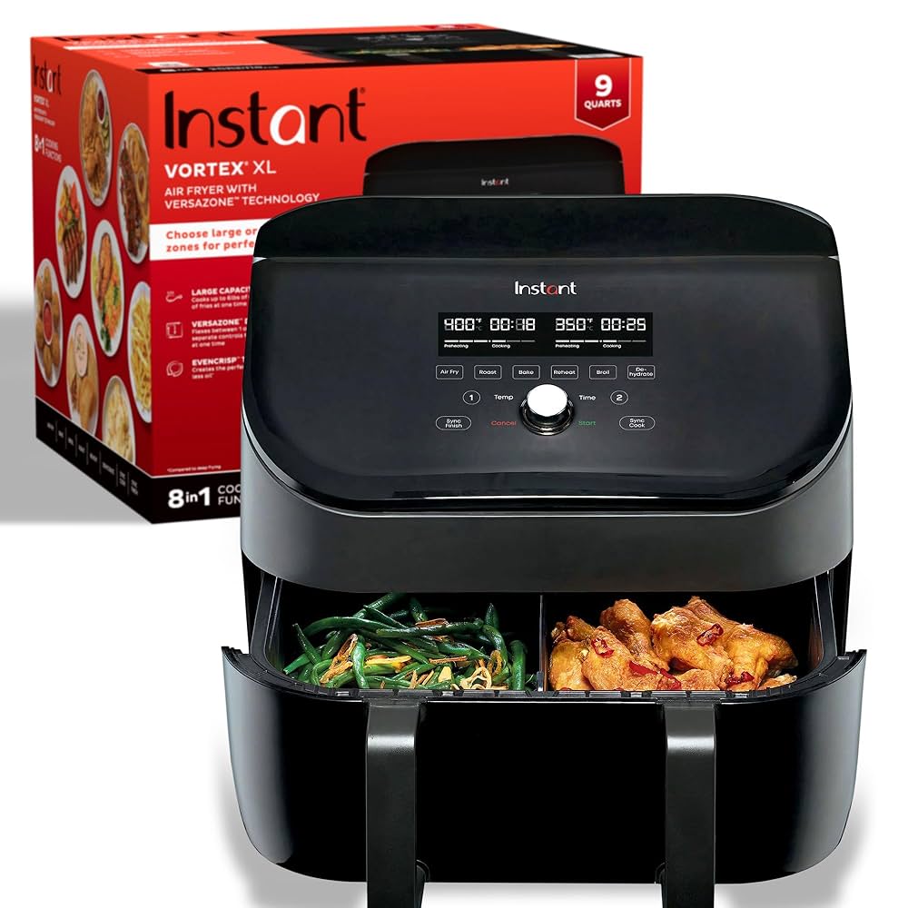 【美品】Instant Vortex Pro BB 9 in 1 Instant Vortex 9 Quart VersaZone 8-in-1 Air Fryer with Dual