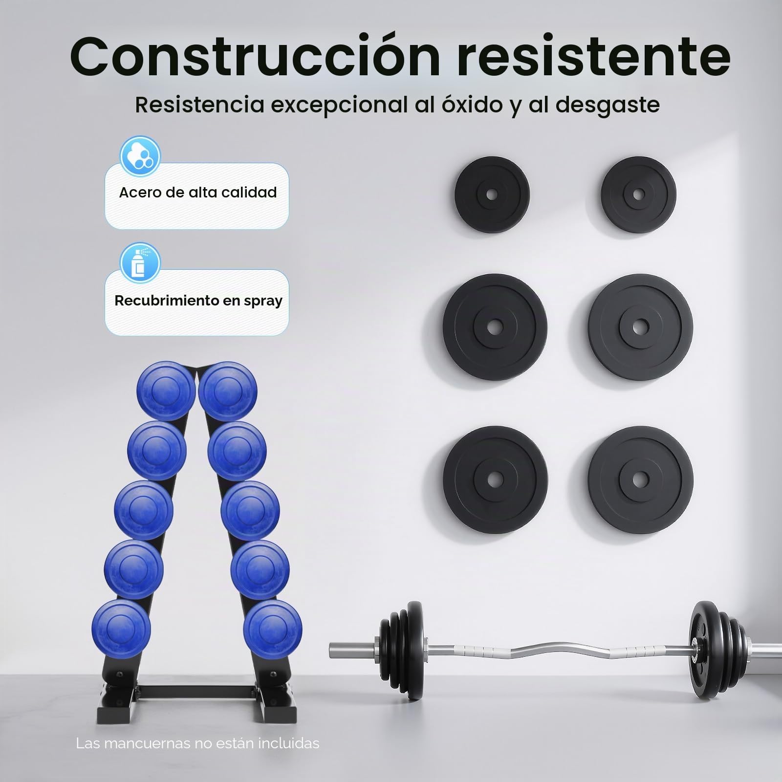 Soporte de Mancuernas de 5 Niveles, Almacenamiento de Mancuernas de Acero Resistente 100kg, Estantería de Musculación de Forma Compacta, Soporte de Mancuernas Universal para Gimnasio en Casa