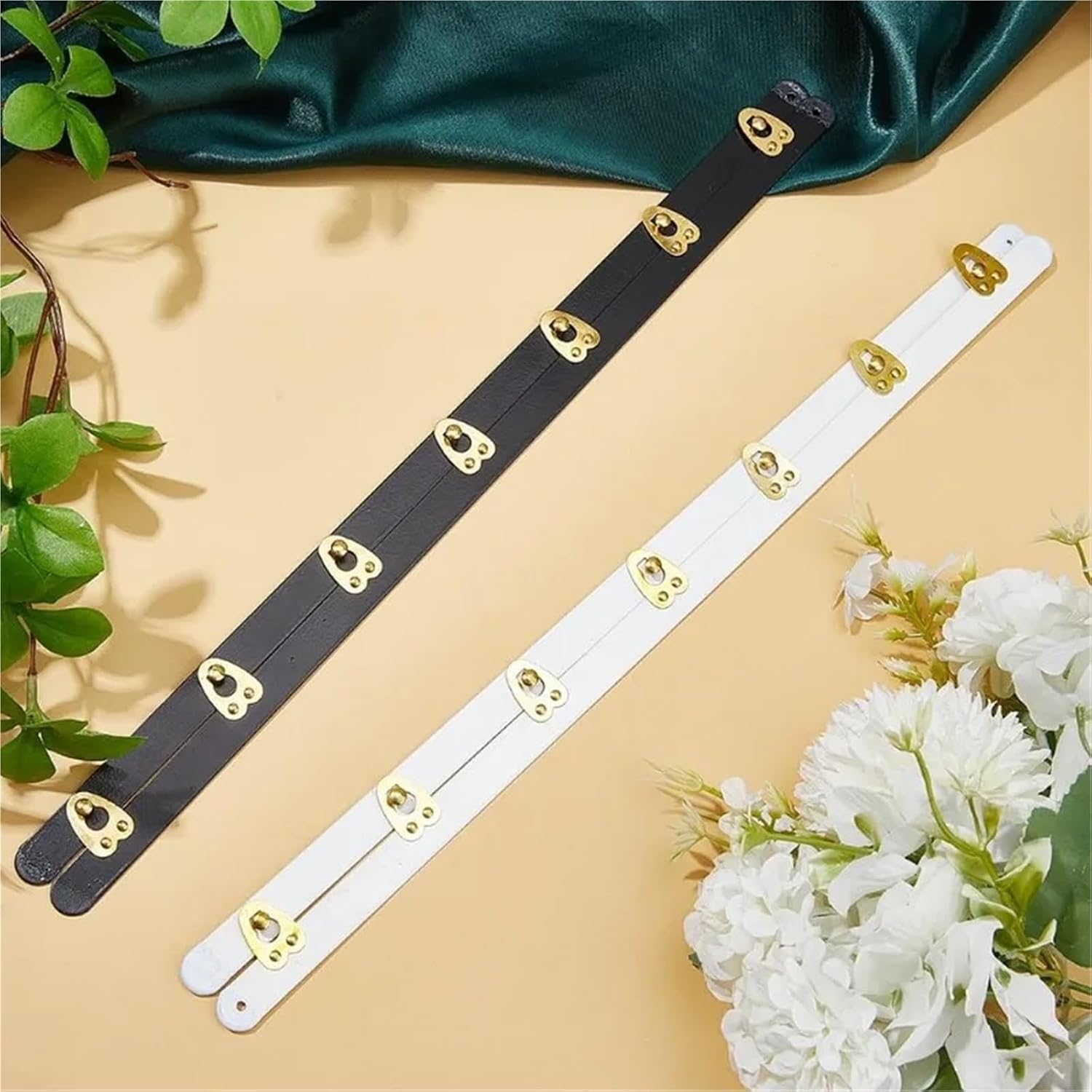 Boning for Corset Making 8 Pairs Corset Busk Buttons Black & White Steel Bones 350mm 7 Buckle Stainless Button Spoon(Black)