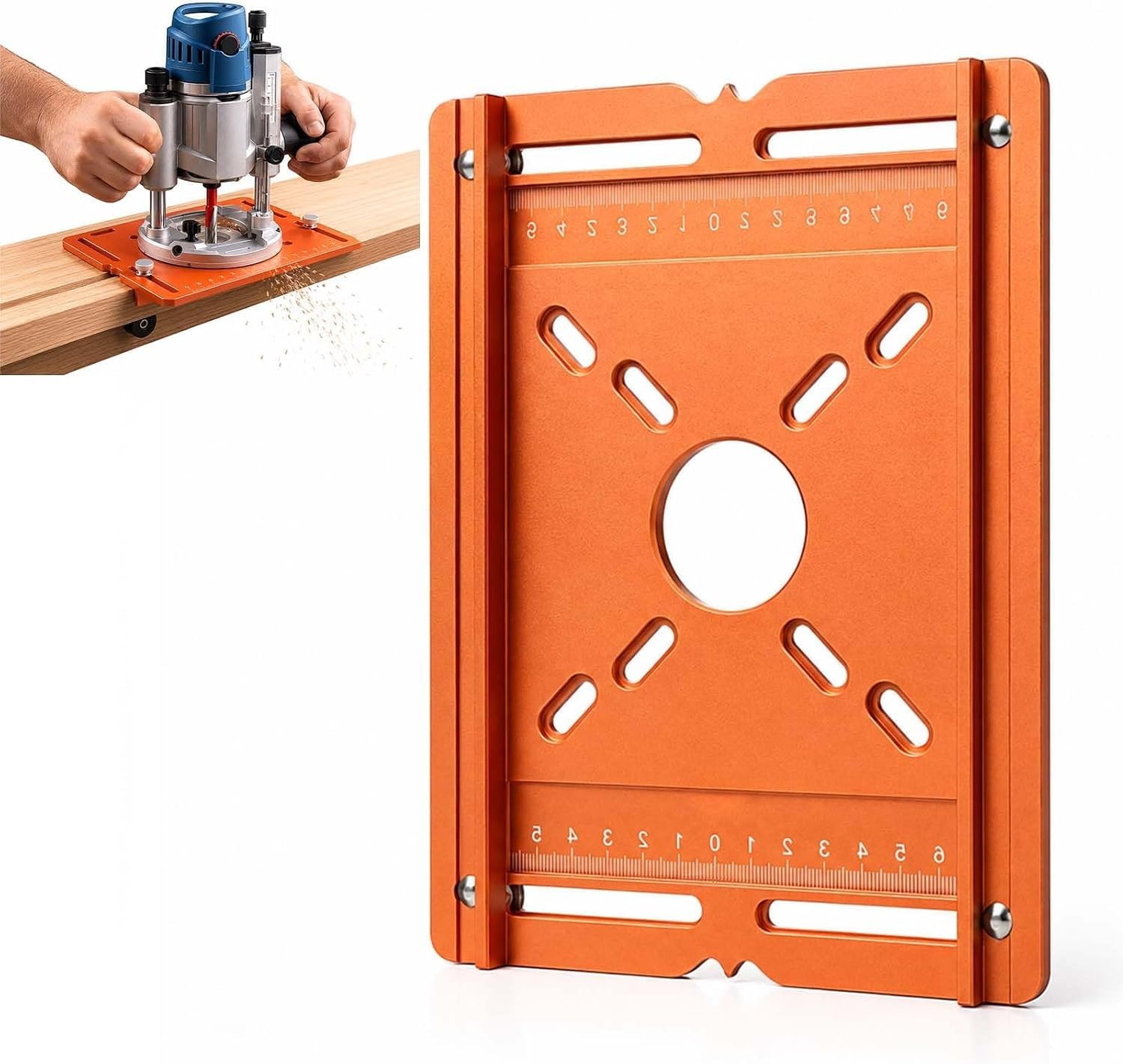 Placa de guía para fresadora de aluminio,doble guía lateral y escala grabada, base para fresadora para carpintería, fresado y ranurado (Grooving Tool)