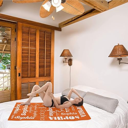 Miniatura 8 de Toalla de playa personalizada con bonito patrón de voleibol, color rosa, toalla de baño de microfibra de secado rápido, 30 x 60 pulgadas, estampado