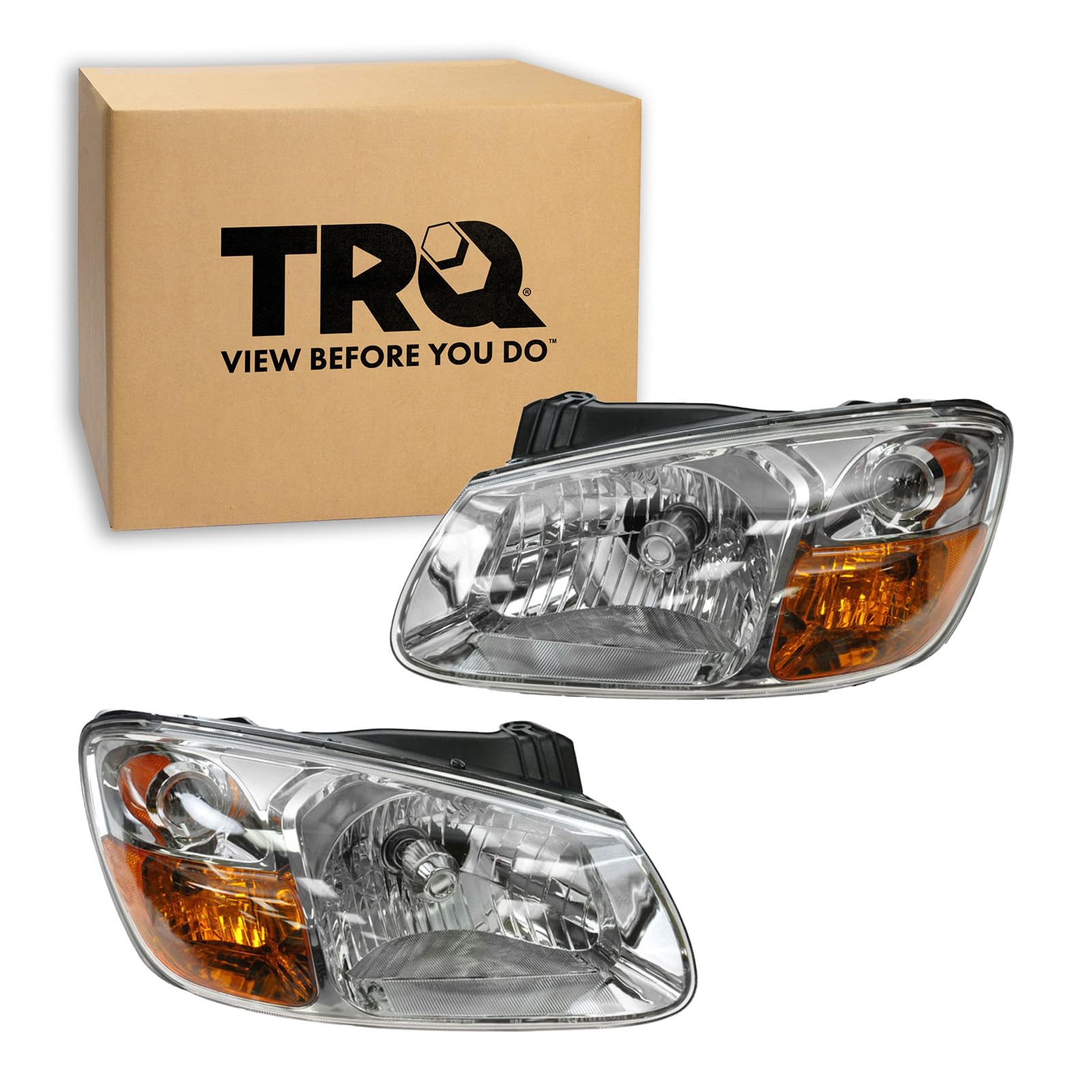 TRQ Headlight Assembly Set KI2502128 KI2503128 Compatible with 2007-2009 Kia Spectra
