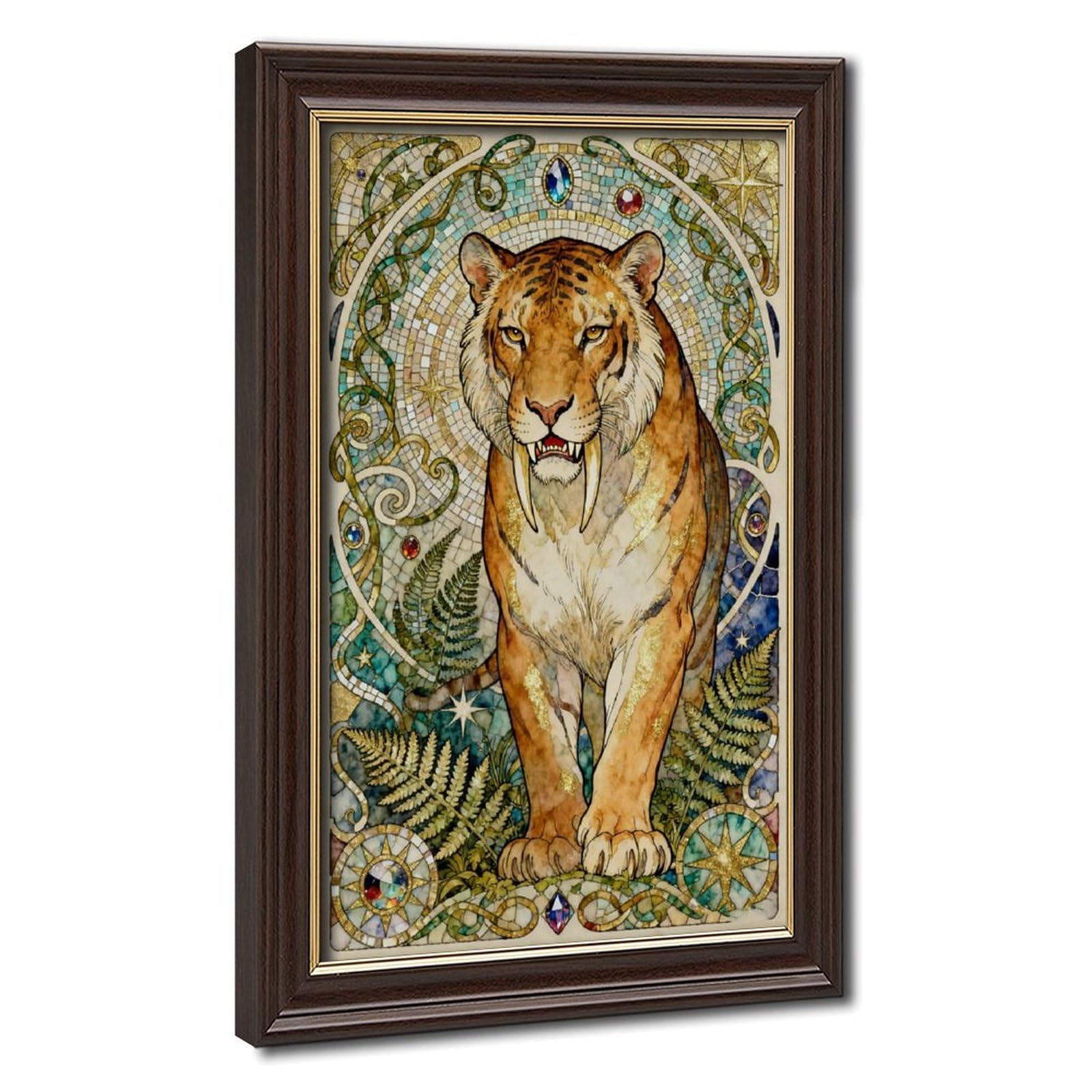 Bareronor Mokume Gane Frame-Style Retro Luxury Tiger Canvas Poster For Dorm Room Decor Gift