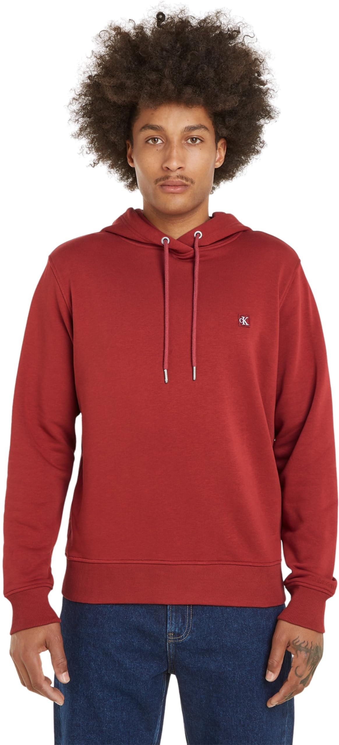 Calvin Klein Jeans Men's CK EMBRO BADGE HOODIE Hoodies, Garnet, S
