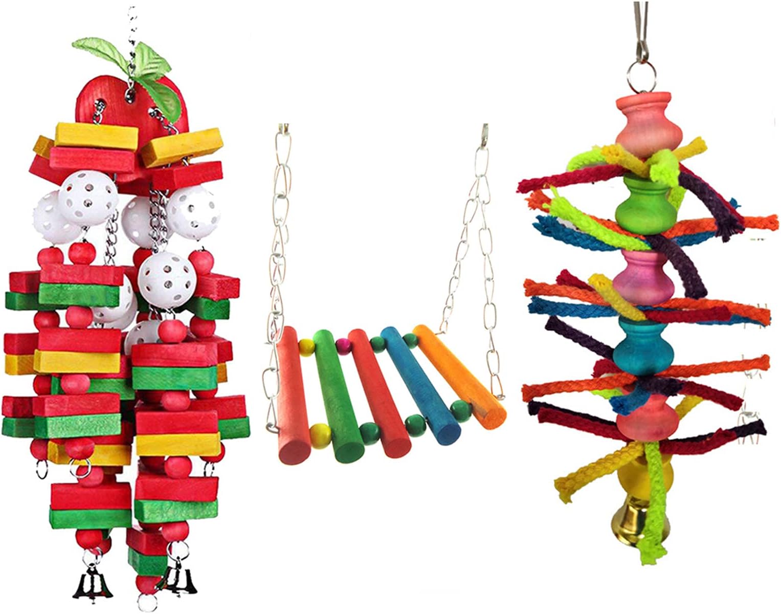 TANOMA Bird Chewing Toy - Wooden Block Parrot Toy For Parakeets, Cockatiels, Conures