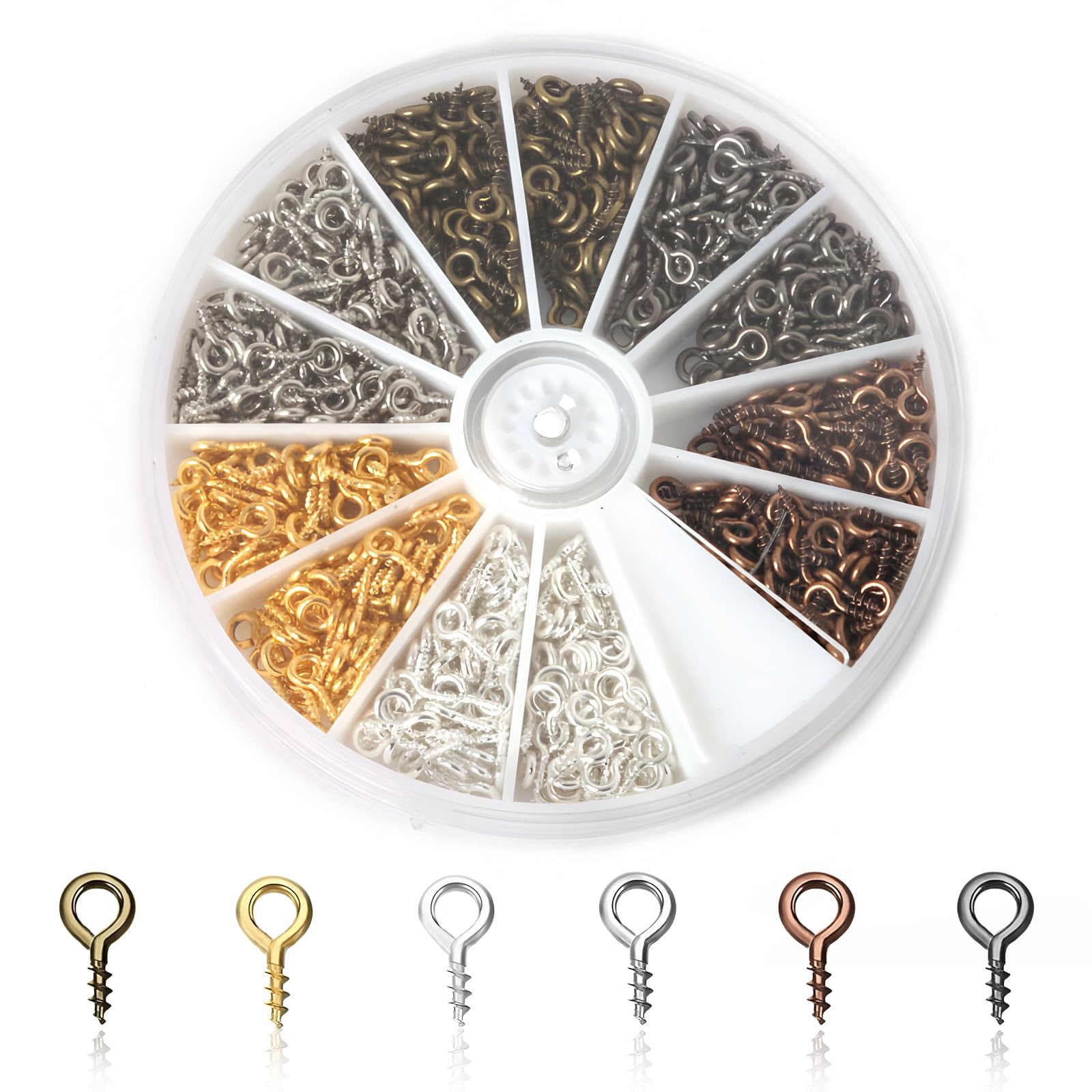 600 piccole viti a occhiello, 4 x 8 mm, occhielli a vite in metallo, mini occhielli a vite, gancio a vite, viti per occhi, piccole viti per occhio, mini viti a occhiello per la creazione di gioielli