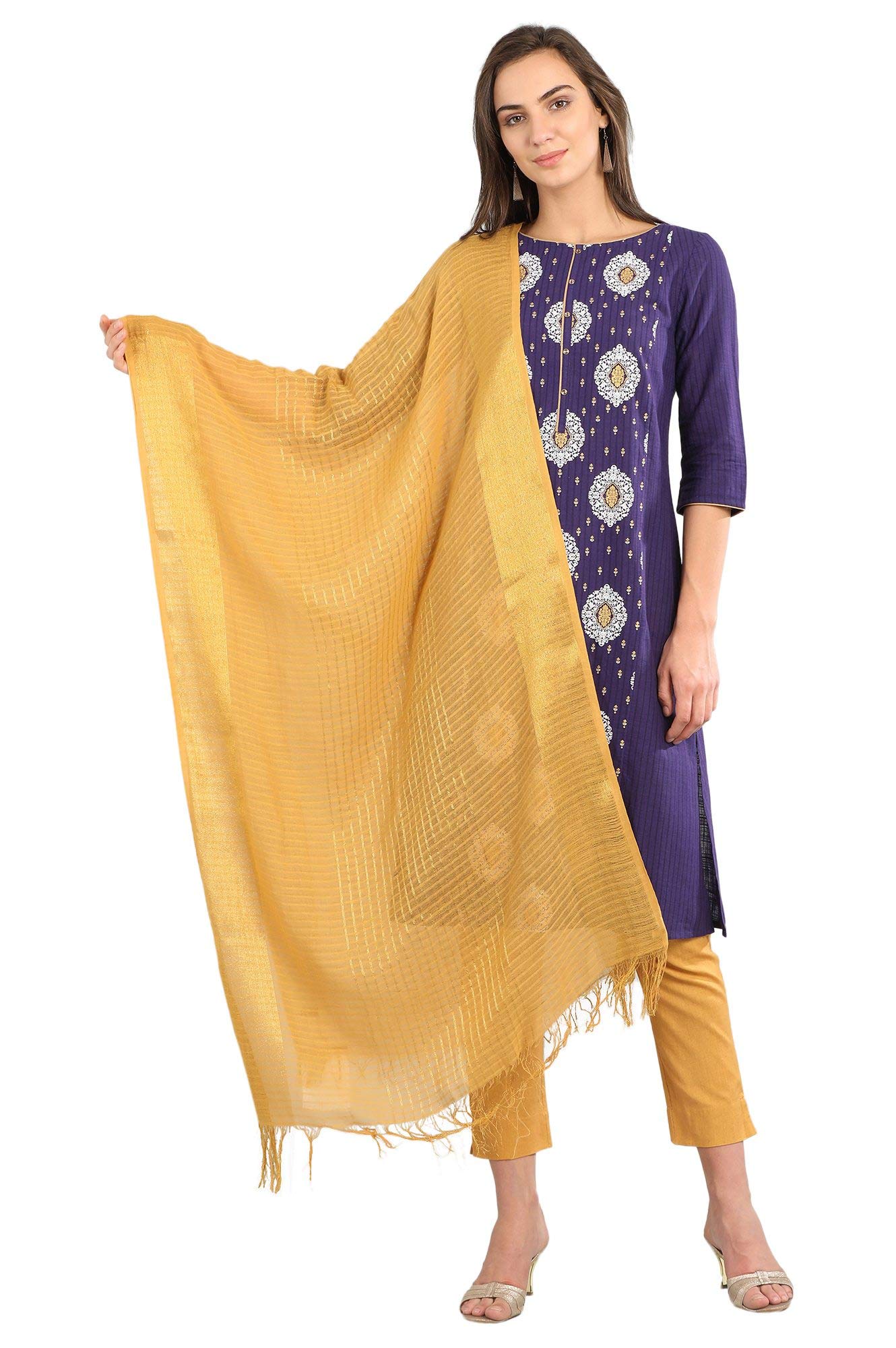 aurelia Women's CottonDupatta (19Cra80006-700285_Gold_Fs)_Fs, Brown, Free Size-picture-31