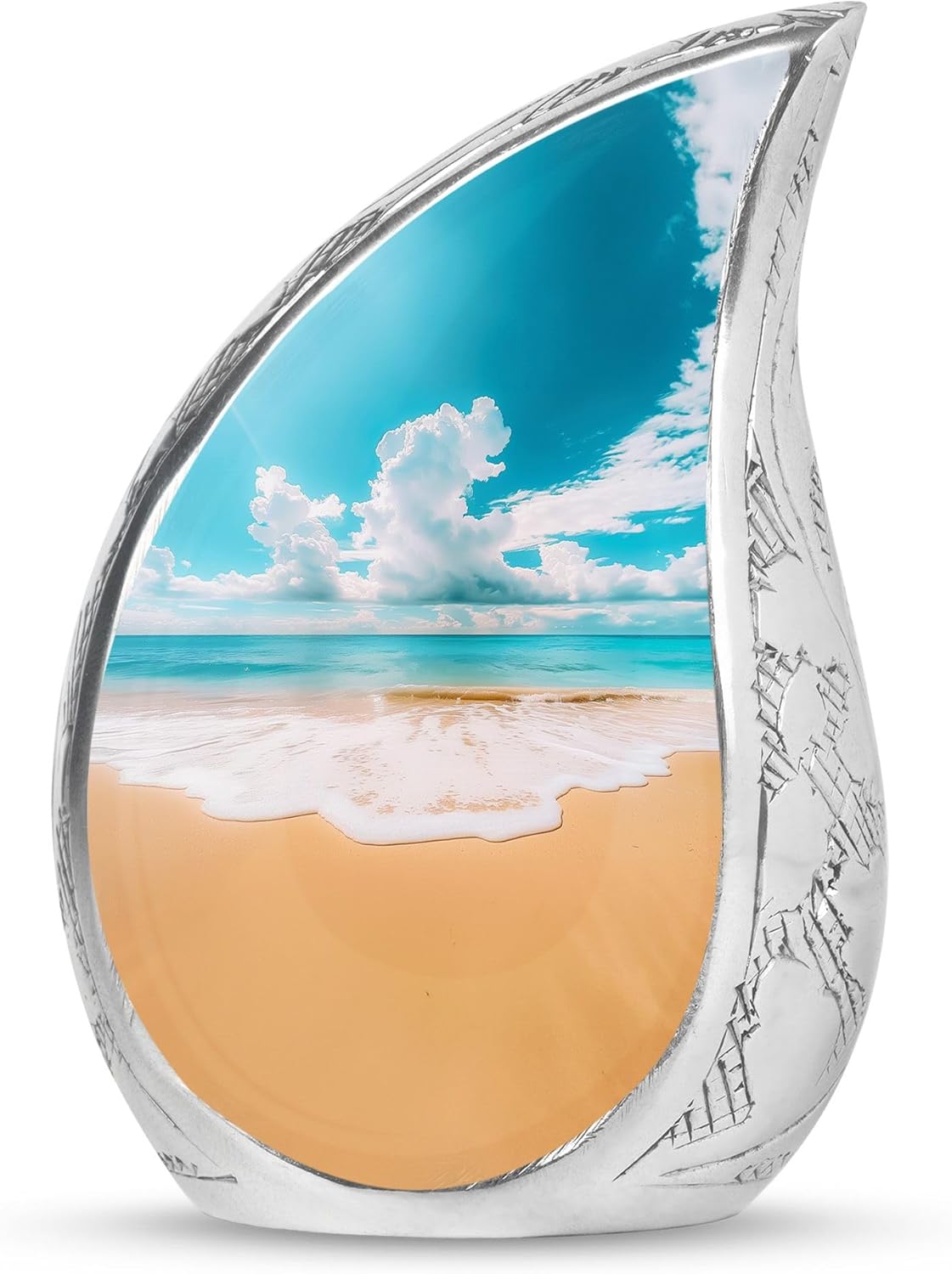 Small Beach Urn for Human Ashes Adult Male - Teardrop Unique Urns for Human Ashes - Beach Themed Cremation Urns - Funeral Urns for Adult Man (3inch)