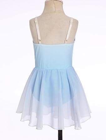 Ice Figure Skating Dress for Girls Sparkly Sequins Sheer Mesh Chiffon Ballet Dance Leotard Dress Ballerina Outfits