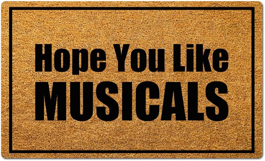 FavorPlus Hope You Like Musicals - 3 Funny Welcome Friends Doormats Front Door Indoor Floor Decor Doormat Non-Slip Bottom Drying Door Mat Area Rugs for Outdoor Entrance Way (18"x30")