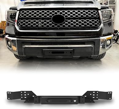 Front Hidden Winch Plate for 2014-2021 Toyota Tundra with Flip-up Licence Plate Mounting Bracket, Winch Control Box Relocation Bracket