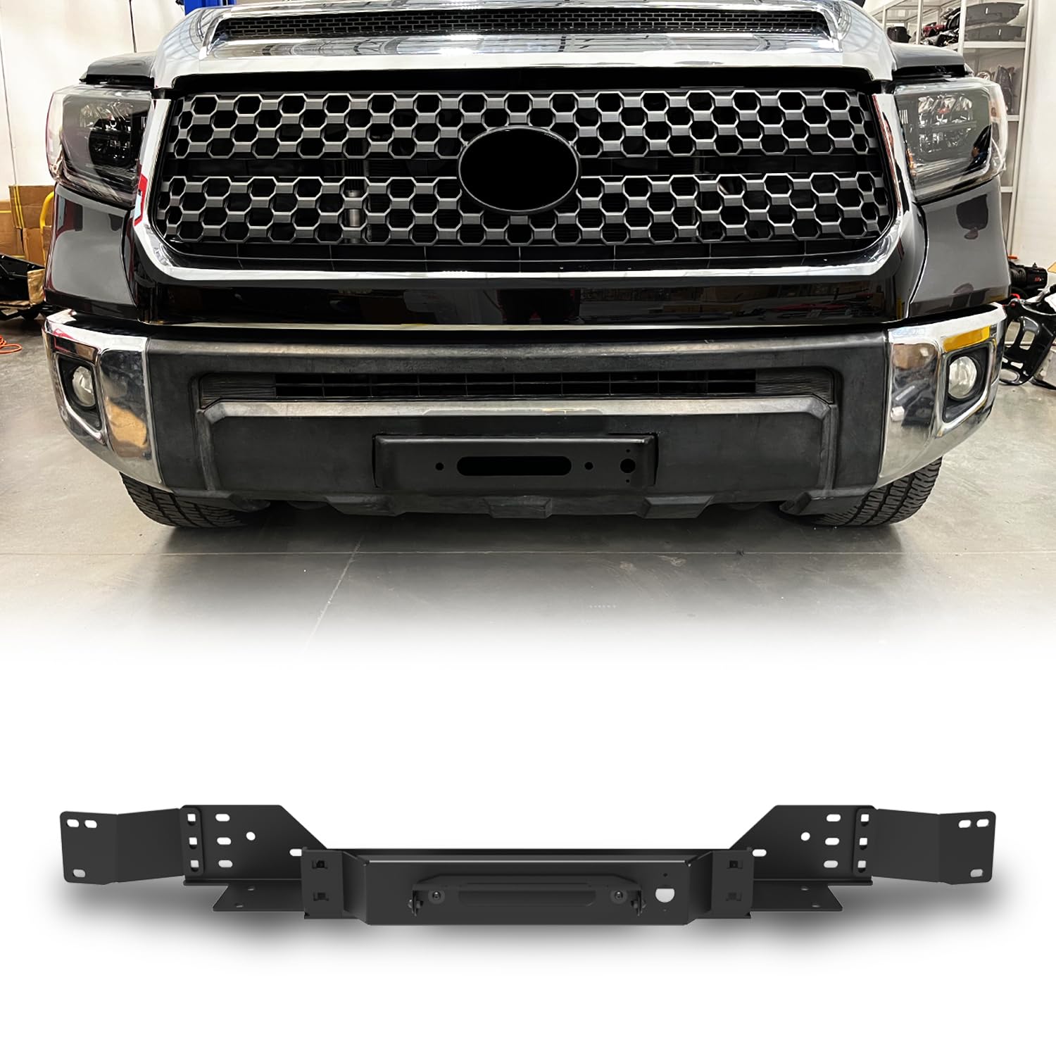 I1MOTOR Front Hidden Winch Plate for 2014-2021 Toyota Tundra with Flip-up Licence Plate Mounting Bracket, Winch Control Box Relocation Bracket