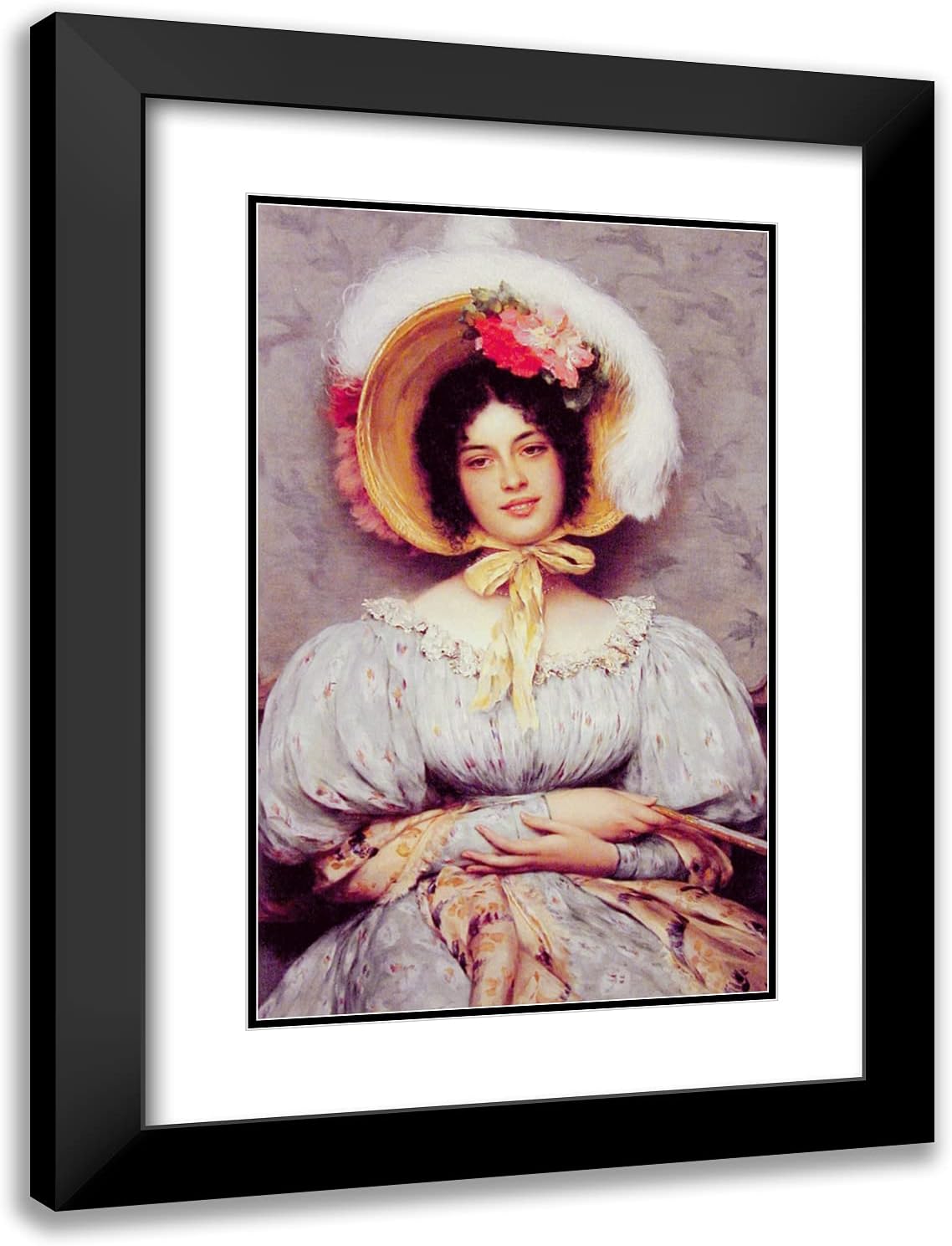 ArtDirect De Blaas, Eugene 18x24 Gold Ornate Framed Art Print with Double Matting Titled: A Viennese Beauty-ARC-06292