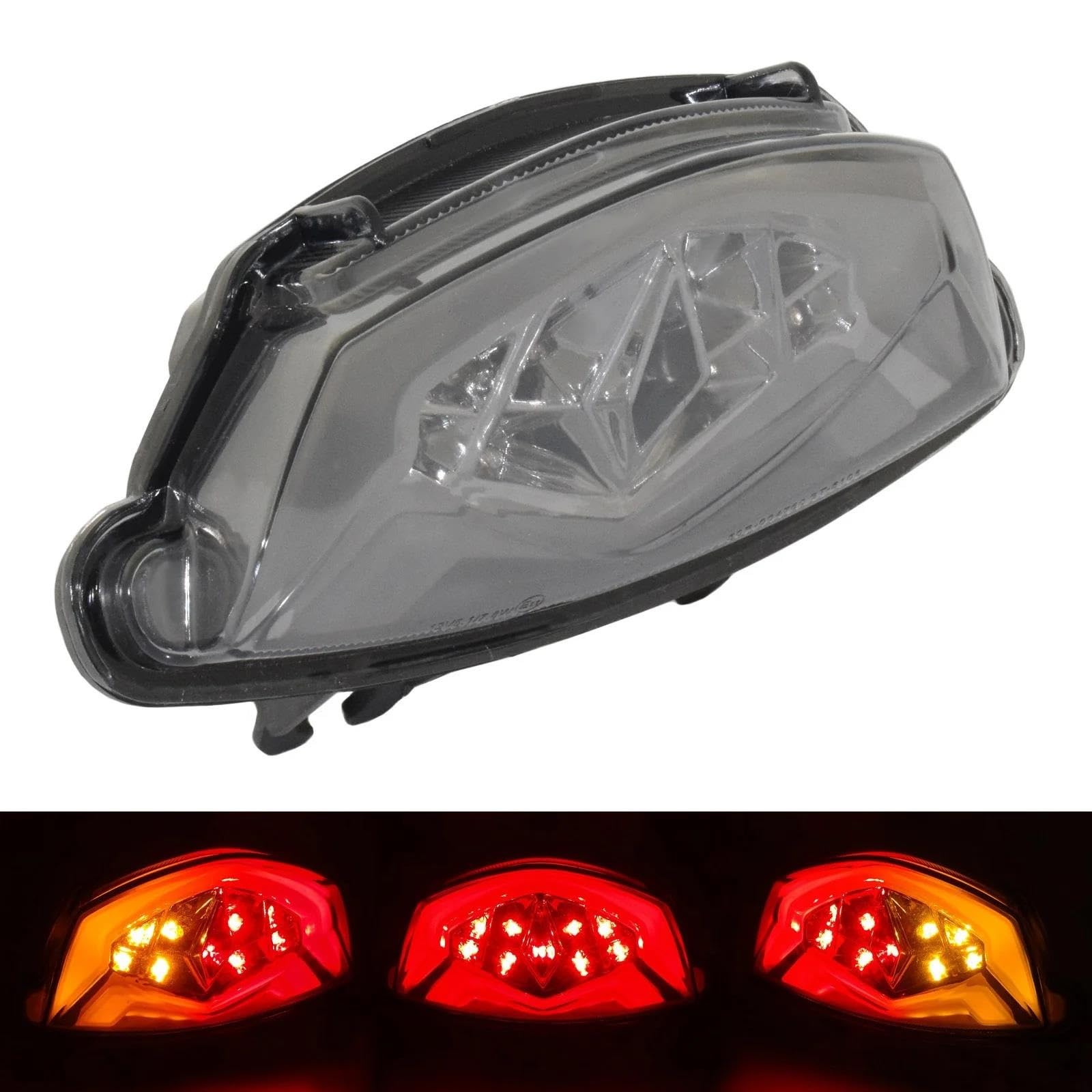 Feu Stop Feu Arrière De Moto Intégré Clignotant Feu Arrière Feu Stop Clignotant Lampe Témoin pour Suzuki GSXS750 GSX-S750Z 2017-2023 Clignotants(Fumée)