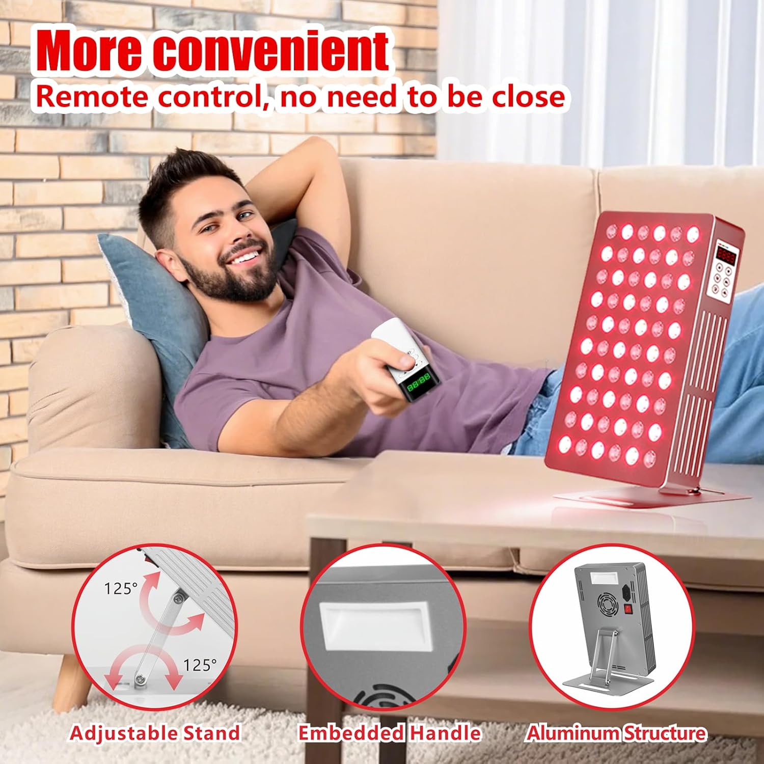 Red Light Therapy Panel for Face and Body, 660nm 850nm High Power Near Infrared Light Therapy, 60 Dual Chip 5-Wavelength LED Red Light Therapy Device, Panel for Skincare - Image 4