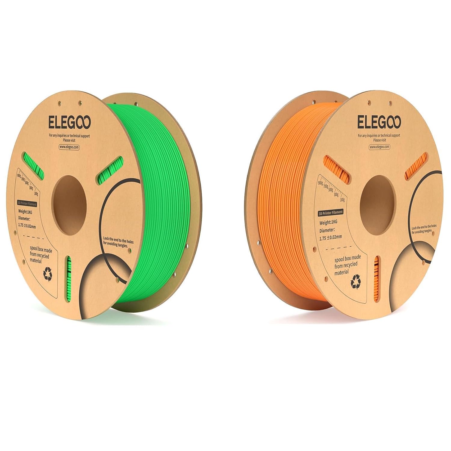 PLA Filament Neon Green 1KG & PLA Plus Filament Orange 1KG