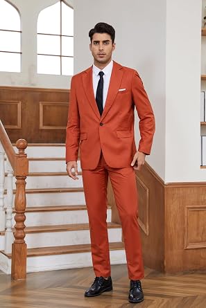 Wangyue 2 Piece Suit Men Slim Fit Suits for Mens One Button Men Suit Slim Fit Wedding Groomsmen Prom Homecoming Suits