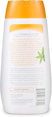 Miniatura 35 de Arm & Hammer Ultra Fresh Champú desenredante 2 en 1 + acondicionador, aroma a pera de pepino, baño para perros con aceite de coco, bicarbonato